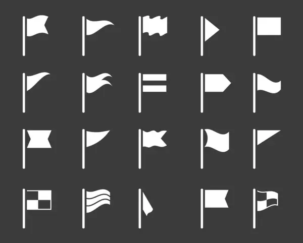 Значки Флага Gps Карта Разметки Векторные Черные Элементы Pennant Знаки — стоковый вектор