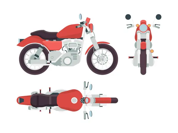 Motorrad Seitenansicht Fahrrad Transport Freiheit Moto Route Fahrzeug Styling 1950Er — Stockvektor
