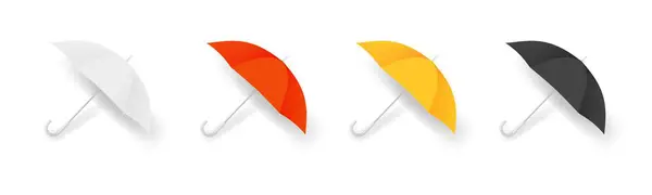 現実的な傘 カラフルな秋のアクセサリー 隔離された傘ベクトルセット 傘の保護と保険 パラソルを扱う — ストックベクタ