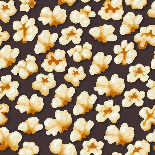 Popcorn Seamless Movie Symbols Popping Hand Fast Snacks Vector Pattern — Stock Vector