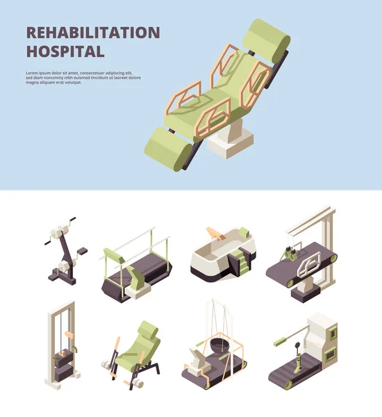 Sjukhuset För Rehabilitering Sjukvårdscenter Läkare Visar Motion För Funktionshindrade Person — Stock vektor