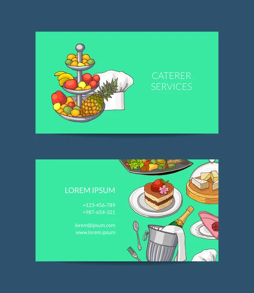 Conjunto Vetorial Modelo Cartão Visita Para Restaurante Fornecedor Ilustração Elementos — Vetor de Stock