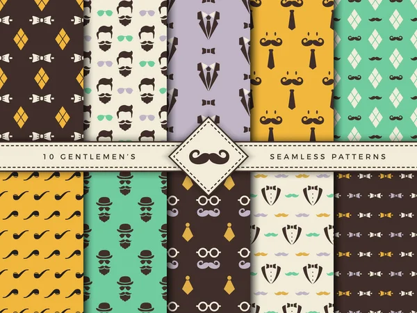 Gentlemen Patterns Textile Seamless Backgrounds Male Clothes Fashioned Fabric Textures — Stock Vector