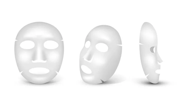 Kosmetische Maske Weiße Frau Realistische Maske Des Gesichtsvektors Schönheitssalon Symbole — Stockvektor