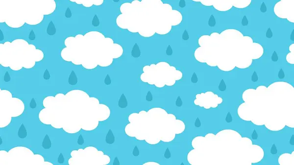 Rainy Clouds Pattern Season Weather Rain Drops White Cloud Vector — स्टॉक व्हेक्टर