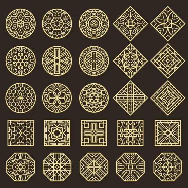 Ornamento Tradizionale Coreano Decorazione Asiatica Forme Geometriche Autentiche Modelli Tatuaggio — Vettoriale Stock