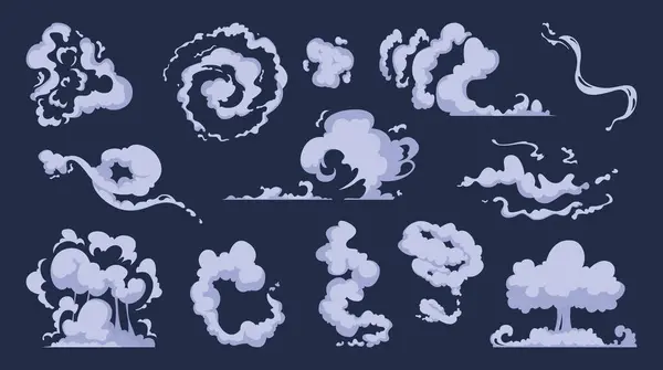 Humo Dibujos Animados Vfx Nubes Explosión Cómica Explosión Bomba Velocidad — Archivo Imágenes Vectoriales