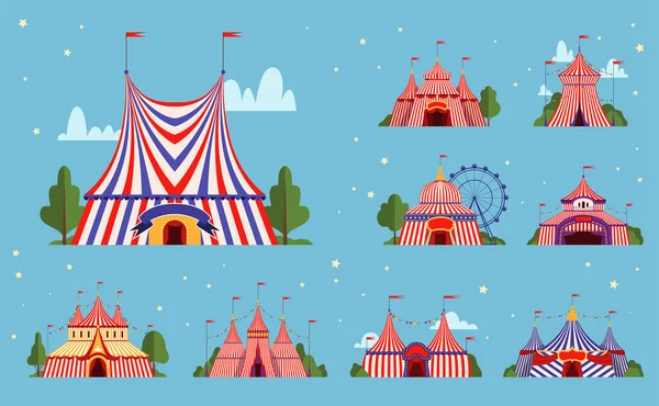Cirkusový Stan Festivalové Akce Nebo Party Park Stan Pruhy Hranice — Stockový vektor