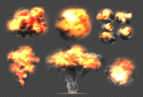 炸弹爆炸了 光效烟雾和火球戏剧性爆炸云雾矢量模板 说明炸药爆炸爆炸 卡通片爆炸威力 — 图库矢量图片