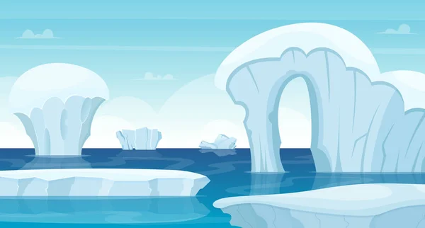 Фон Ледяных Камней Северный Полюс Пейзаж Белый Айсберг Океане Зимний — стоковый вектор