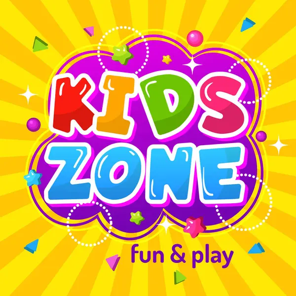 Kinderzone Werbe Bunten Spielbereich Plakat Glücklich Kinder Emblem Für Spielplatz — Stockvektor