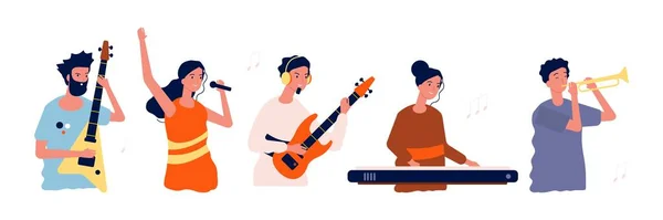 Musicians Singers People Music Instruments Concert Festival Event Persons Vector — Stock Vector