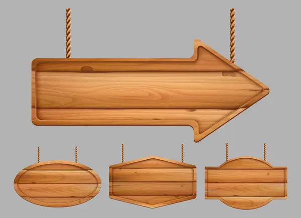 木製のバナー 現実的な広告看板木ベクトルテンプレートのヴィンテージテクスチャ 木枠の質感 木板イラスト — ストックベクタ