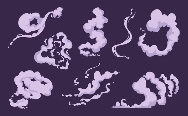 Humo Cómico Dibujos Animados Olor Explosión Vfx Nubes Viento Vector — Archivo Imágenes Vectoriales