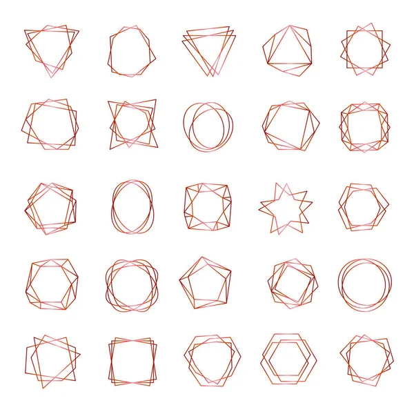 Marcos Geométricos Abstracto Poligonal Formas Elegantes Bordes Boda Elemento Símbolos — Vector de stock