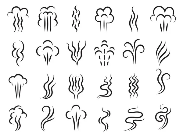Grafika Zapachu Para Aromat Chmury Symbole Abstrakcyjne Linie Wektor Kolekcji — Wektor stockowy