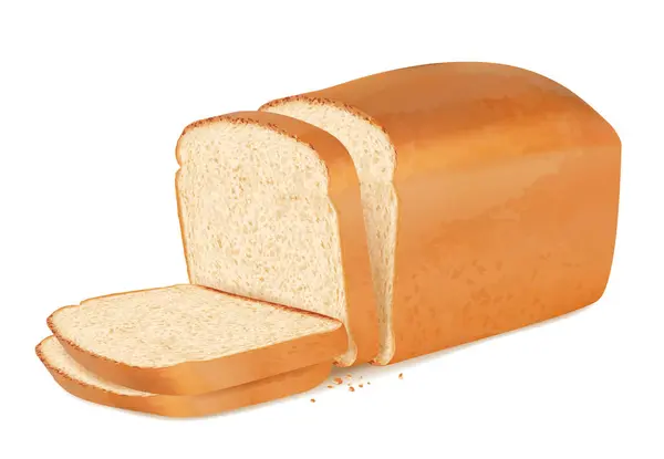 Ekmek Dilimler Gerçekçi Taze Fırın Ürünleri Bir Yığın Baget Vektörü — Stok Vektör