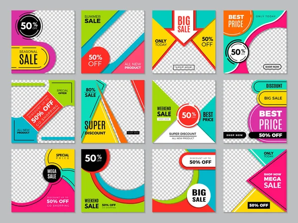 Social Post Template Media Fashion Banners Digital Brochures Marketing Advertizing — ストックベクタ