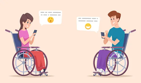 Behinderte Online Behinderte Charaktere Dating Und Chat Online Smartphone Behinderten — Stockvektor