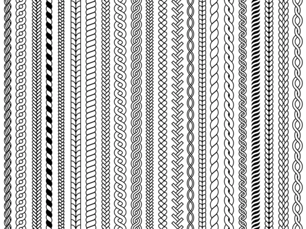 Flechtmuster Ornamentale Zöpfe Stricken Kabel Mode Textile Strukturen Grafische Vektor — Stockvektor