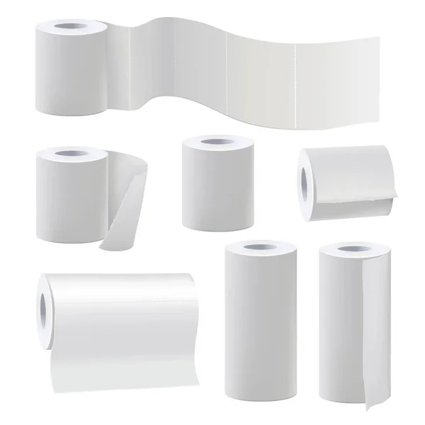 Různé Role Prázdné Toaletní Papíry Vektorové Ilustrace Nastavit Role Papíru — Stockový vektor