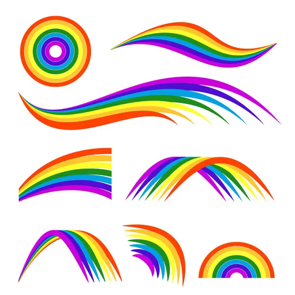 Vektor Illusztrációk Különböző Szivárvány Elkülöníteni Fehér Sablon Logo Tervezés Rainbow — Stock Vector