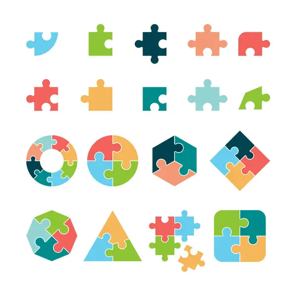 Puzzle Icon Jigsaw Incomplete Pictogram Puzzle Geometrical Forms Vector Business — Stock Vector