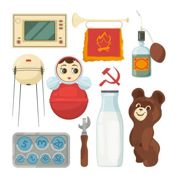 Vuelta Nosotros Símbolos Hitos Históricos Tradicionales Unión Soviética Tradicional Ussr — Vector de stock