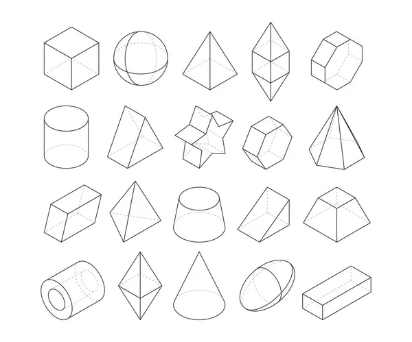 Monoline 삽화입니다 기하학 도형의 프레임입니다 다각형 정팔면체와 피라미드 기하학적 — 스톡 벡터