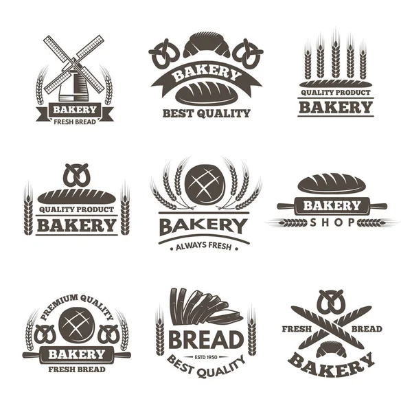 Vintage Etiketten Für Bäckereien Gesetzt Logo Vorlage Vektorstil Bäckerei Etikett — Stockvektor