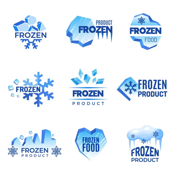 Logo Ice Badges Abstraits Produits Congelés Symboles Vectoriels Froid Glace — Image vectorielle