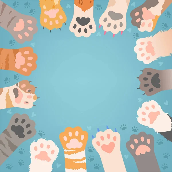 Pata Gatos Fundo Gatinho Doméstico Engraçado Animais Estimação Animais Selvagens — Vetor de Stock