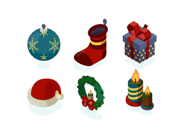 Icônes Nouvel Accessoires Noël Cadeaux Lanterne Arbre Boule Neige Noel — Image vectorielle