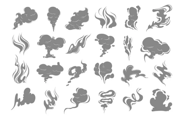 Siluety Kouřových Mraků Ikony Vektorových Par Nastaveny Parní Ilustrace Pára — Stockový vektor