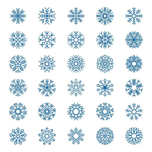 Colectarea Fulgilor Zăpadă Crăciun Decorare Zăpadă Simboluri Logo Design Fulgi — Vector de stoc