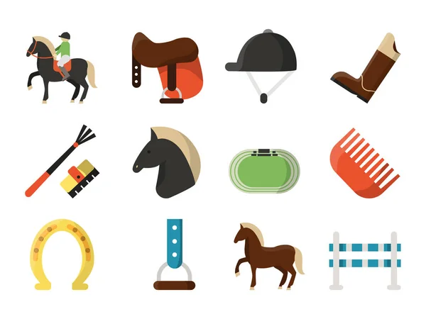 Διάνυσμα Επίπεδες Εικόνες Σύμβολα Της Ιππικό Άθλημα Ιππικό Άθλημα Άλογο — Διανυσματικό Αρχείο