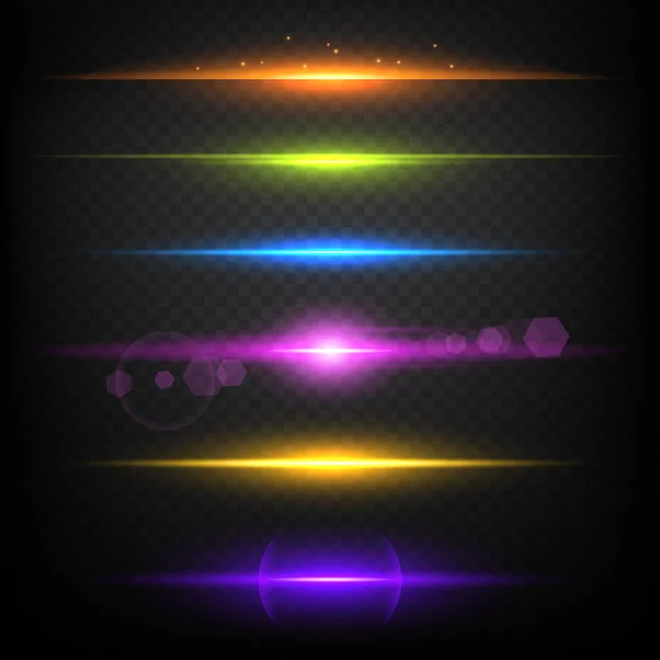 Linienleuchtgrenzen Neonlicht Beleuchtete Lineare Berstvektorschablone Illustration Der Leuchtlinie Farb Neon — Stockvektor