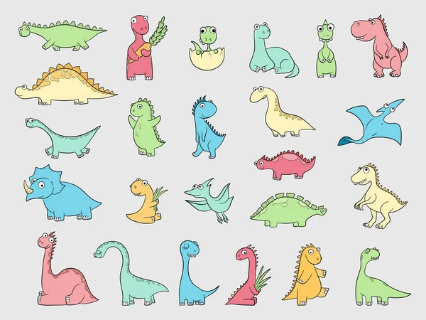 Dinossauros Engraçados Antigos Animais Zangados Dinossauros Selvagens Dragões Répteis Ilustração —  Vetores de Stock