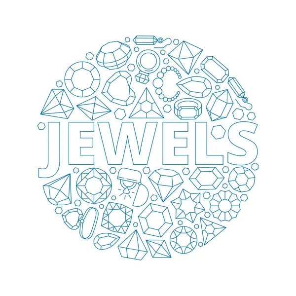 Juwelen Hintergrund Kreisform Mit Luxuriösen Diamanten Edelsteinarmbändern Und Glänzenden Ringen — Stockvektor