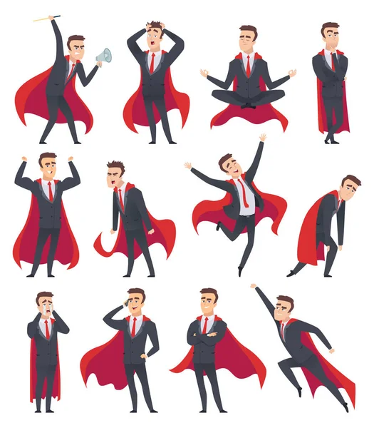 Бизнесмен Супергерои Мужские Персонажи Экшн Позах Супергероев Бизнес Персоны Векторные — стоковый вектор