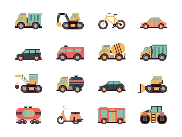 Transport Flat Icon Transportation Symbols Different Automobiles Public Vehicle Vector — Stock Vector
