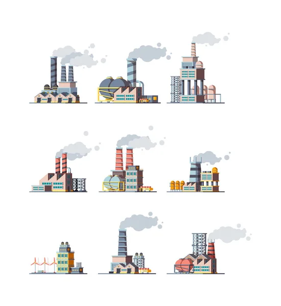 Bâtiments Industriels Constructions Industrielles Énergie Urbaine Avec Des Pipelines Vectoriels — Image vectorielle