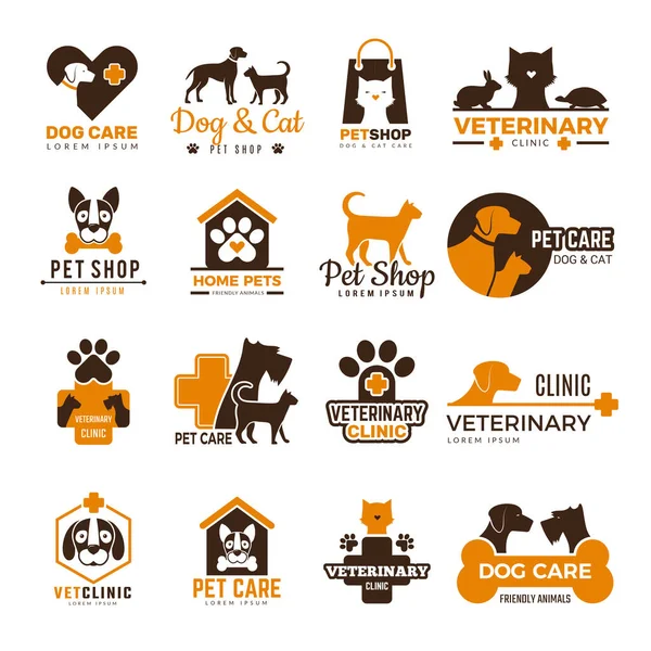Logo Della Clinica Veterinaria Animali Domestici Negozio Gatti Cani Animali — Vettoriale Stock
