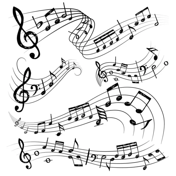 Nuty Orkiestry Znak Lub Dźwięk Symbole Muzyk Gitara Konserwatorium Notatki — Wektor stockowy