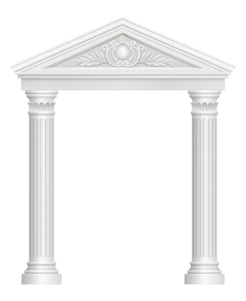 アンティークアーチコロネード宮殿入り建築バロック様式ベクトル現実的な写真 アーチウェイ建築 古典的な柱 コロネードとアーチのイラスト — ストックベクタ
