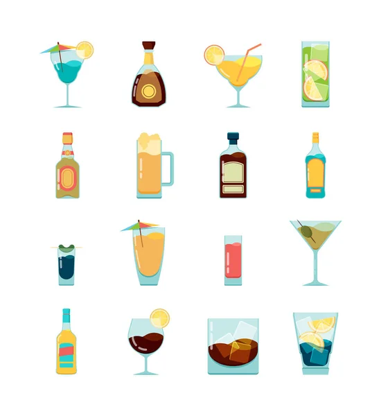 Cocktail Alcoholic Icon Martini Vodka Different Alcoholic Summer Drinks Vector — Stock Vector