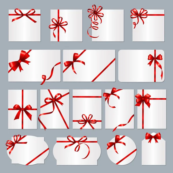 Cadeaux Rubans Rouges Bannières Cadeaux Avec Place Pour Collection Vectorielle — Image vectorielle