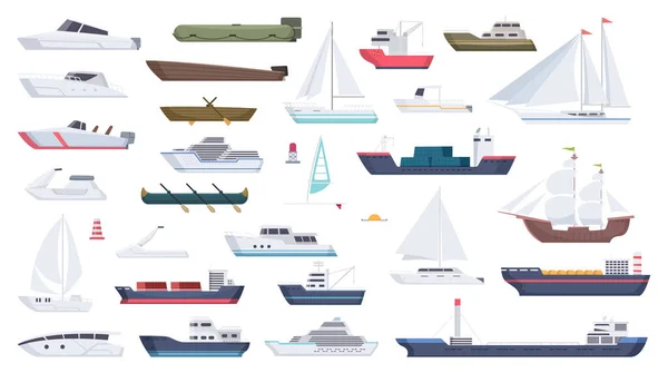 Barco Mar Barco Viaje Navegación Ilustraciones Barco Motor Océano Gran — Vector de stock