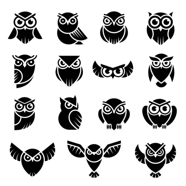Logo Oiseau Symboles Connaissance Hibou Sauvage Vecteur Stylisé Illustration Graphique — Image vectorielle