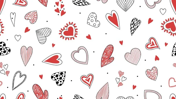 Wzór Bazgrołów Ręcznie Rysowane Dekoracyjne Tło Miłosne Walentynki Wektor Ilustracji — Wektor stockowy